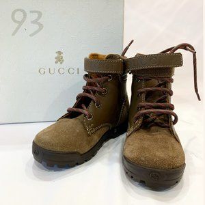 New Gucci Brown Suede Hiking Boots with Web Detail- Size 23 (US7)